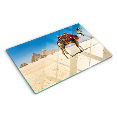 Planche à découper verre Pyramides et chameau dans le désert