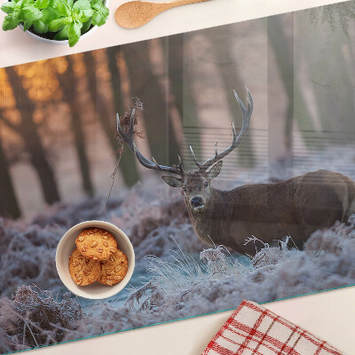 Planche à découper en verre Cerf dans la forêt d'hiver