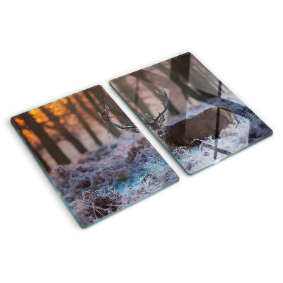 Planche à découper en verre Cerf dans la forêt d'hiver