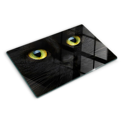 Planche à découper verre Chat noir aux yeux verts