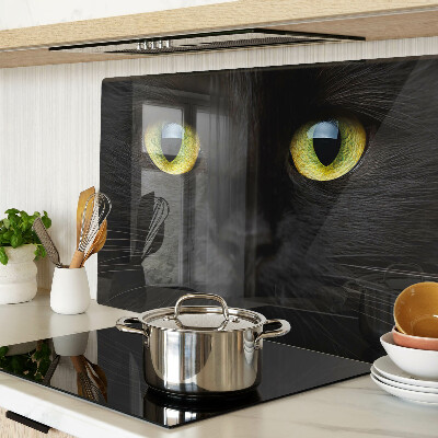Planche à découper verre Chat noir aux yeux verts