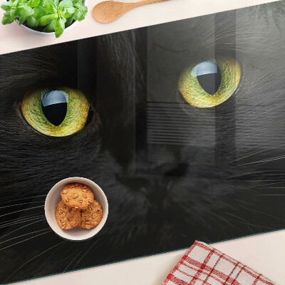 Planche à découper verre Chat noir aux yeux verts