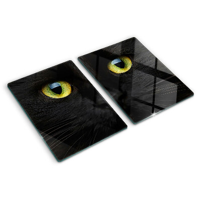 Planche à découper verre Chat noir aux yeux verts
