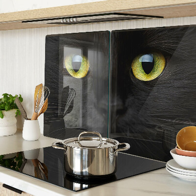 Planche à découper verre Chat noir aux yeux verts