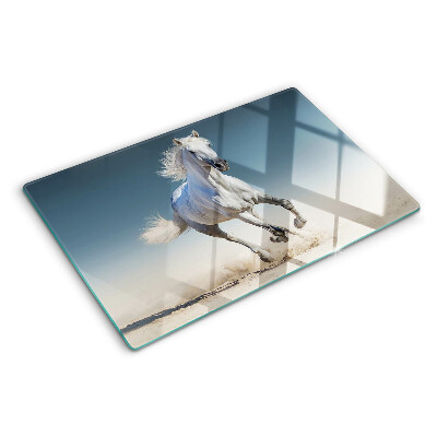 Planche à découper verre Cheval blanc en mouvement