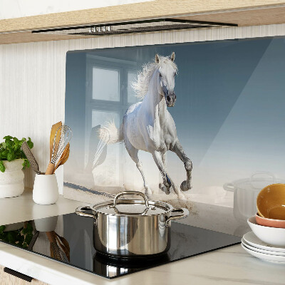 Planche à découper verre Cheval blanc en mouvement