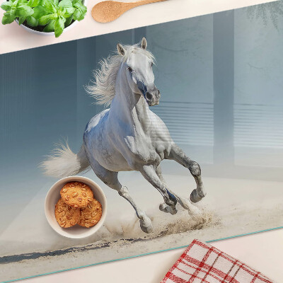 Planche à découper verre Cheval blanc en mouvement