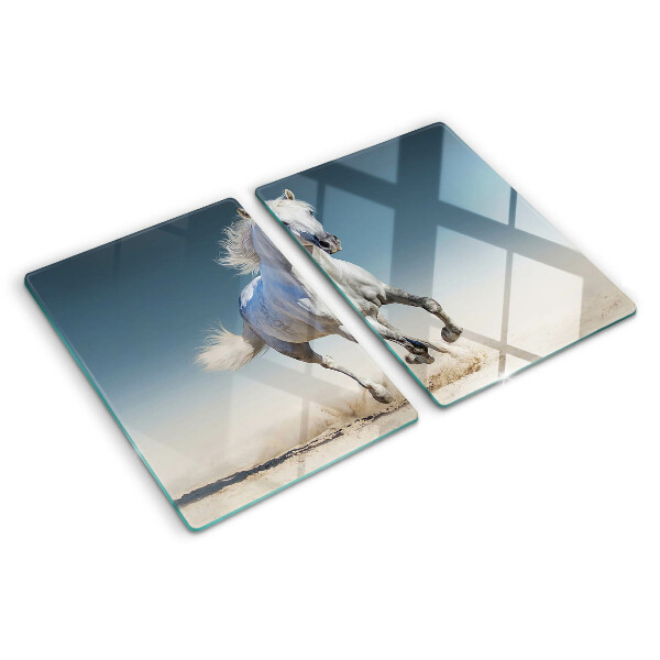 Planche à découper verre Cheval blanc en mouvement