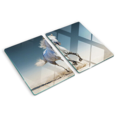 Planche à découper verre Cheval blanc en mouvement