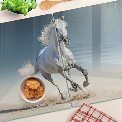 Planche à découper verre Cheval blanc en mouvement