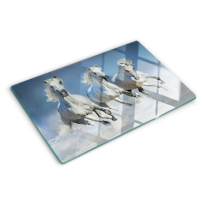 Planche à découper en verre Chevaux blancs au galop