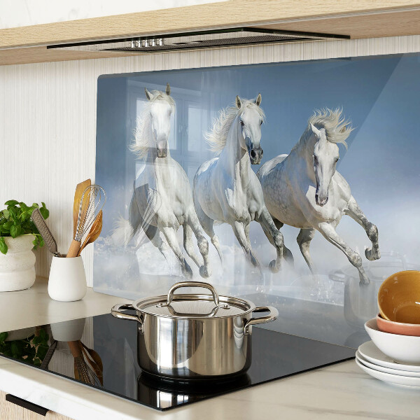 Planche à découper en verre Chevaux blancs au galop
