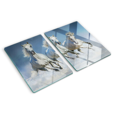 Planche à découper en verre Chevaux blancs au galop