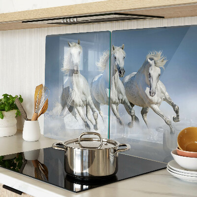 Planche à découper en verre Chevaux blancs au galop