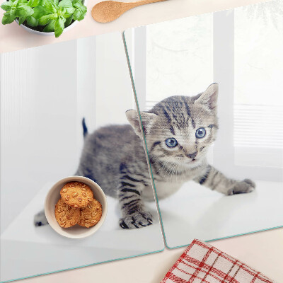 Planche à découper verre Chaton aux yeux bleus