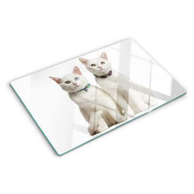 Planche à découper verre Chats blancs avec des yeux de couleurs différentes
