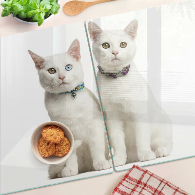 Planche à découper verre Chats blancs avec des yeux de couleurs différentes