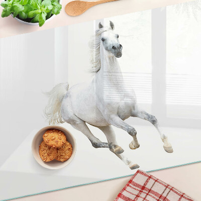 Planche à découper en verre Cheval blanc en mouvement
