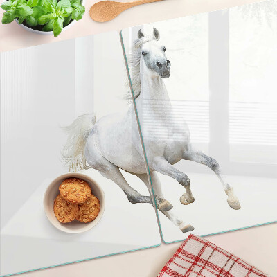 Planche à découper en verre Cheval blanc en mouvement