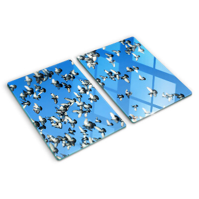 Planche à découper verre Pigeons volant dans le ciel