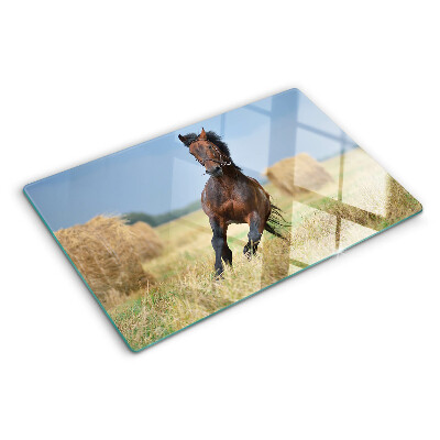 Planche à découper verre Un cheval dans le pré