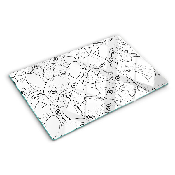 Planche à découper en verre chiens bouledogues français
