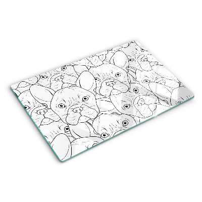 Planche à découper en verre chiens bouledogues français