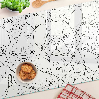 Planche à découper en verre chiens bouledogues français