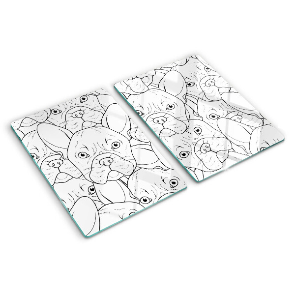 Planche à découper en verre chiens bouledogues français