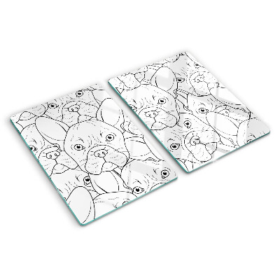 Planche à découper en verre chiens bouledogues français