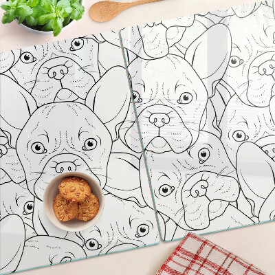 Planche à découper en verre chiens bouledogues français