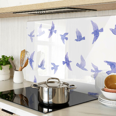 Planche à découper verre Oiseaux dans les tons de bleu