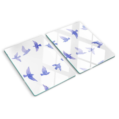 Planche à découper verre Oiseaux dans les tons de bleu