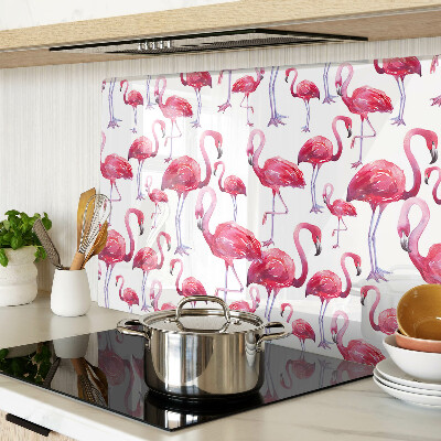 Planche à découper en verre Flamants roses sur fond blanc