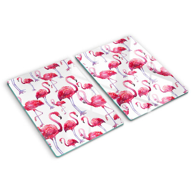 Planche à découper en verre Flamants roses sur fond blanc