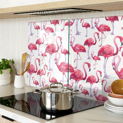 Planche à découper en verre Flamants roses sur fond blanc