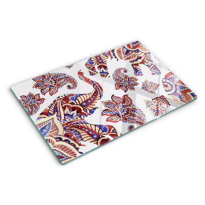 Planche à découper en verre Motif cachemire avec des fleurs