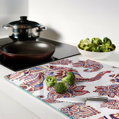 Planche à découper en verre Motif cachemire avec des fleurs
