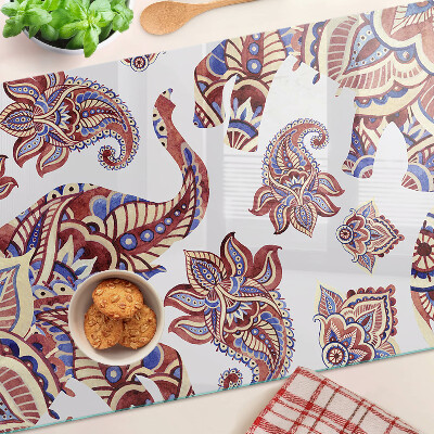 Planche à découper en verre Motif cachemire avec des fleurs