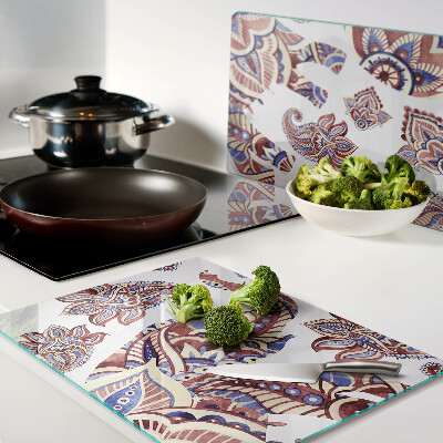 Planche à découper en verre Motif cachemire avec des fleurs