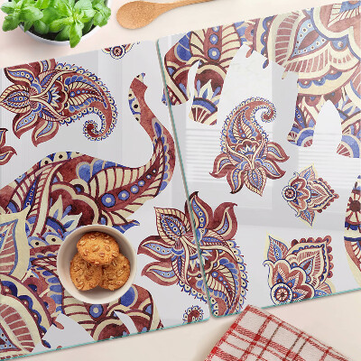 Planche à découper en verre Motif cachemire avec des fleurs