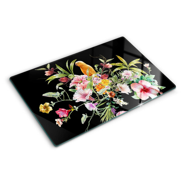 Planche à découper verre Fleurs et oiseaux