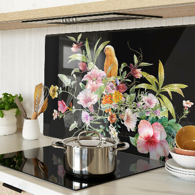 Planche à découper verre Fleurs et oiseaux