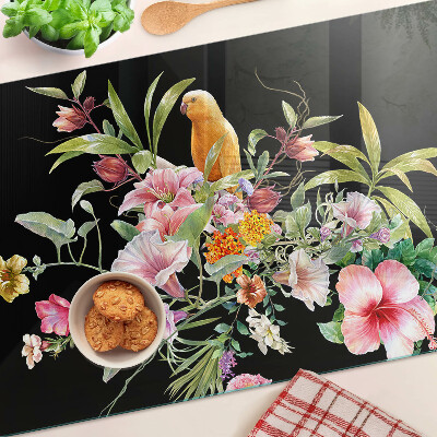 Planche à découper verre Fleurs et oiseaux