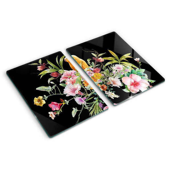 Planche à découper verre Fleurs et oiseaux