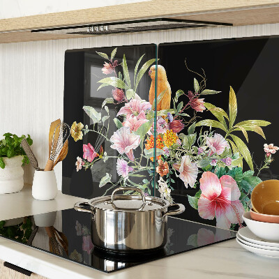 Planche à découper verre Fleurs et oiseaux