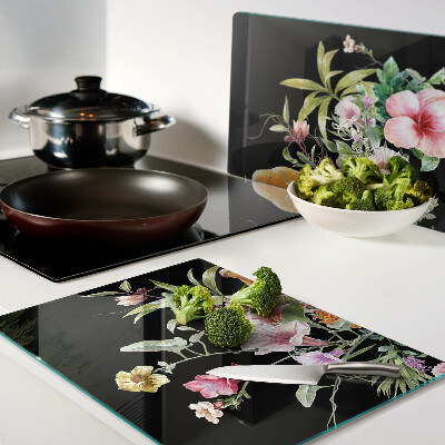 Planche à découper verre Fleurs et oiseaux