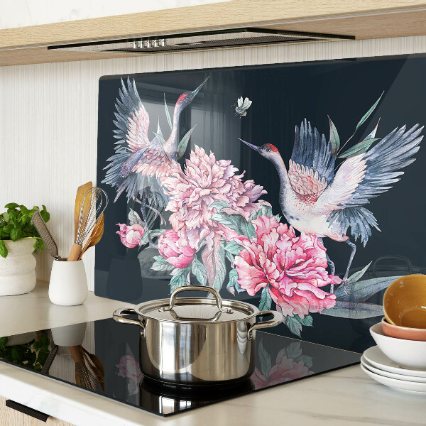 Planche à découper en verre Fleurs et oiseaux