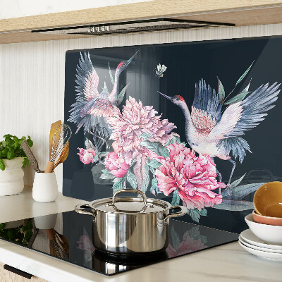Planche à découper en verre Fleurs et oiseaux