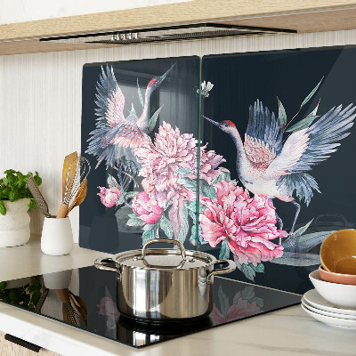 Planche à découper en verre Fleurs et oiseaux